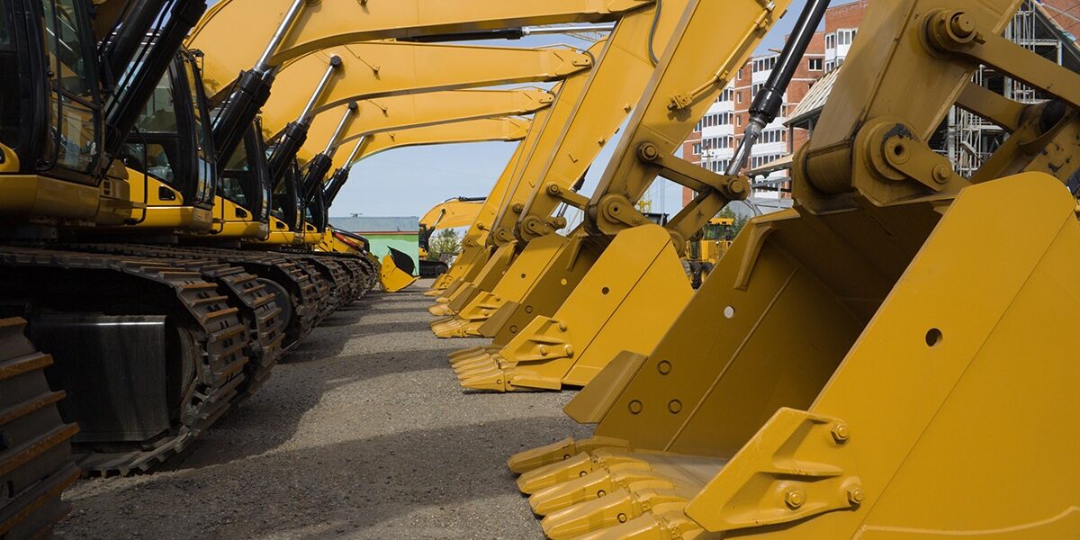 row of excavators